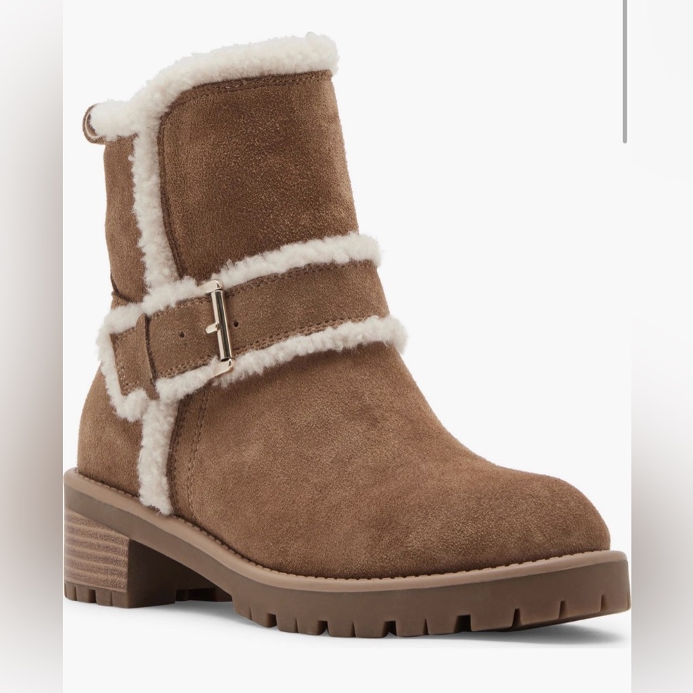 Blondo Tan Suede Boots with Faux Fur